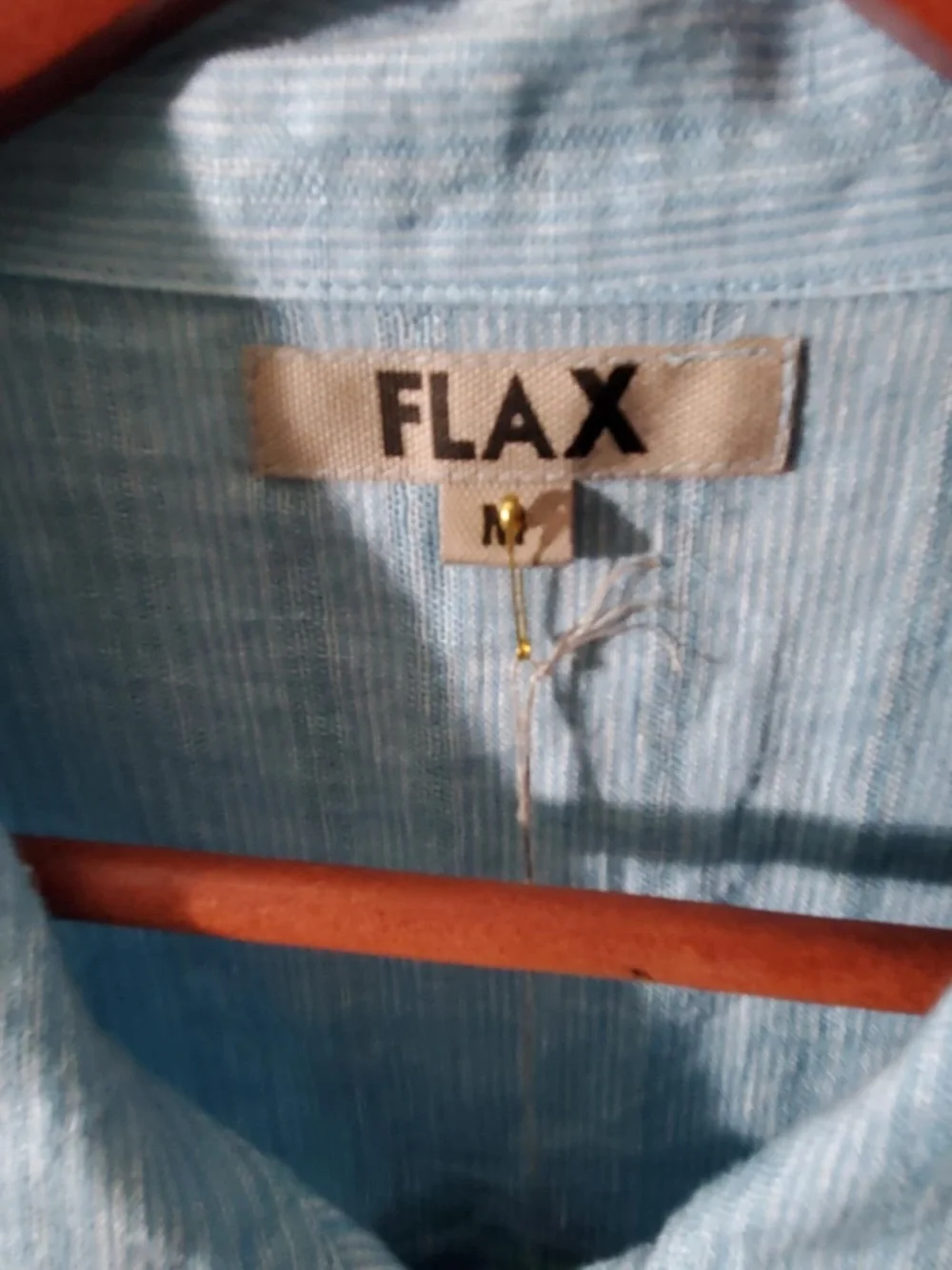 Flax Artful Blouse Linen Aqua Blue Button 3/4 Sleeve Ladgenlook  MEDIUM - Picture 3 of 10